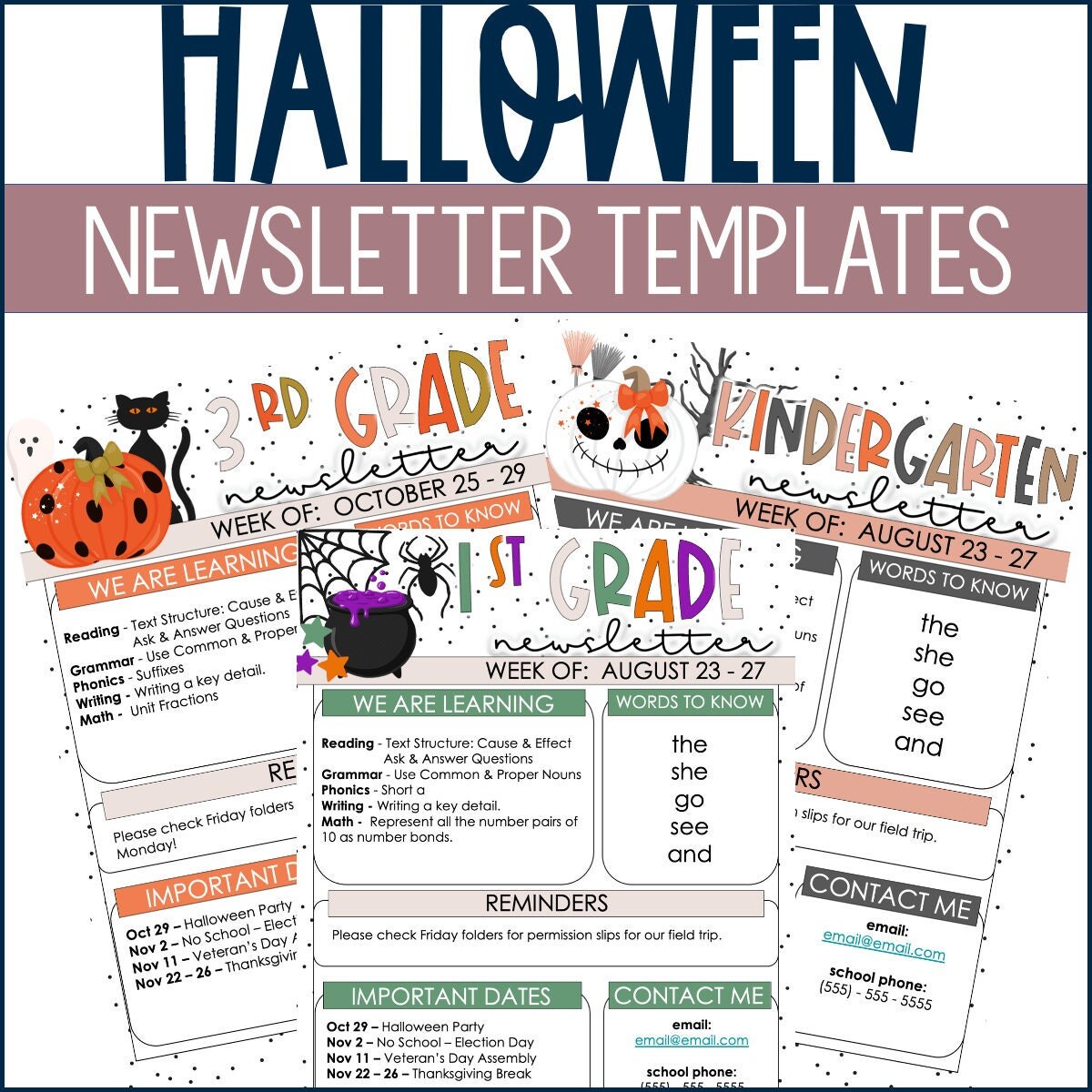 Halloween Newsletter Templates Etsy