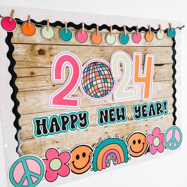 New Years Bulletin Board Kit | January Bulletin Board | New Year Bulletin Board | Happy New Year