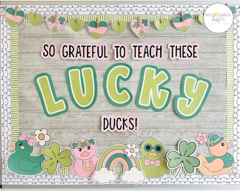 Pinnwand St. Patricks Day | Lucky Duck Klassenzimmer Dekoration für März (Digital)