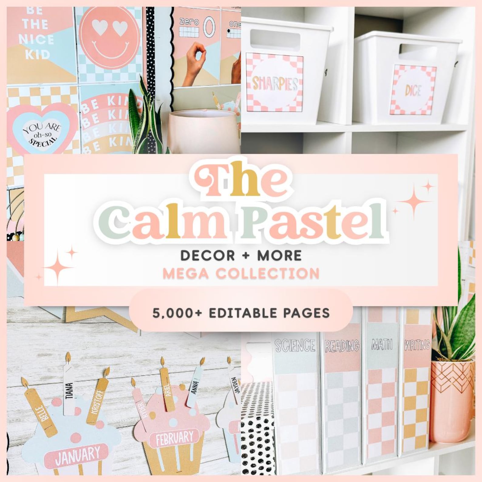 Calm Pastel Classroom Decor Bundle Editable | Ultimate Mega Classroom ...