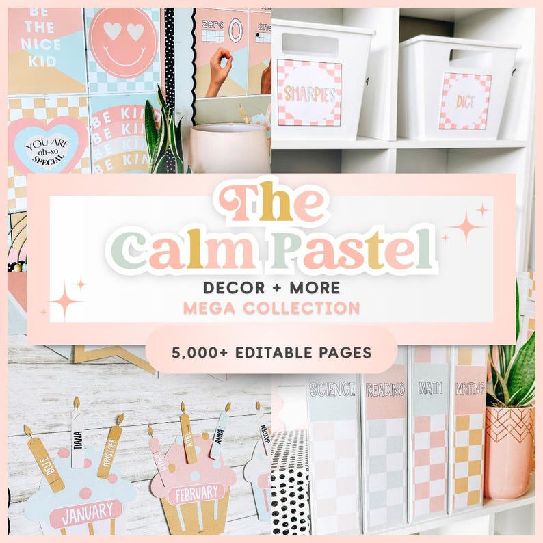 Calm Pastel Classroom Decor Bundle Editable | Ultimate Mega Classroom ...