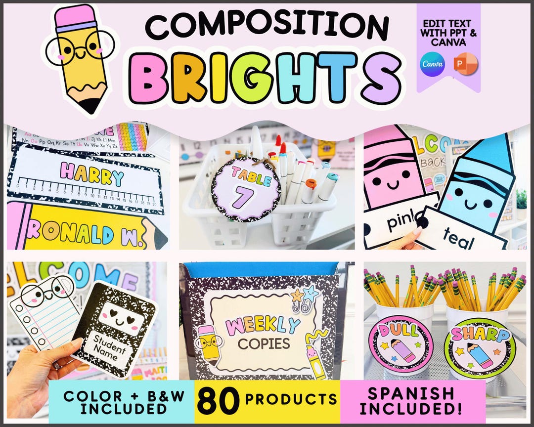 Classroom Decor Bundle, Composition Notebook, School Supplies Theme ...