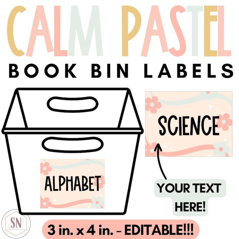 Calm Pastel Classroom Decor | Library Book Bin Labels | Editable | *NEW ...