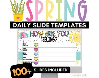 April Morning Slides Editable | Spring Daily Slides Editable | Spring Slides | Classroom Slide Templates | Editable Classroom Slides
