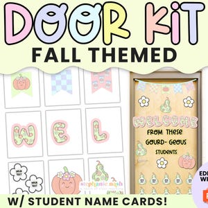 Decoratieset herfstdeur | Klasdecoratie herfst | Prikbord herfst in de klas | Deurdisplay herfst | Deurdecoratie klaslokaal bewerkbaar