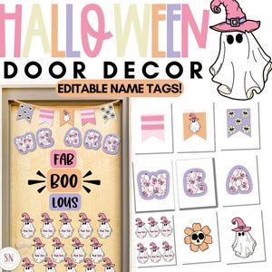 Kit de decoración de puertas de Halloween / Decoración de aula de Halloween / Editable / *NUEVO