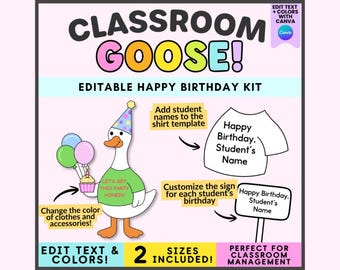 Oie de classe, Oie d'anniversaire pour la classe, Oie rigolote modifiable, Canva