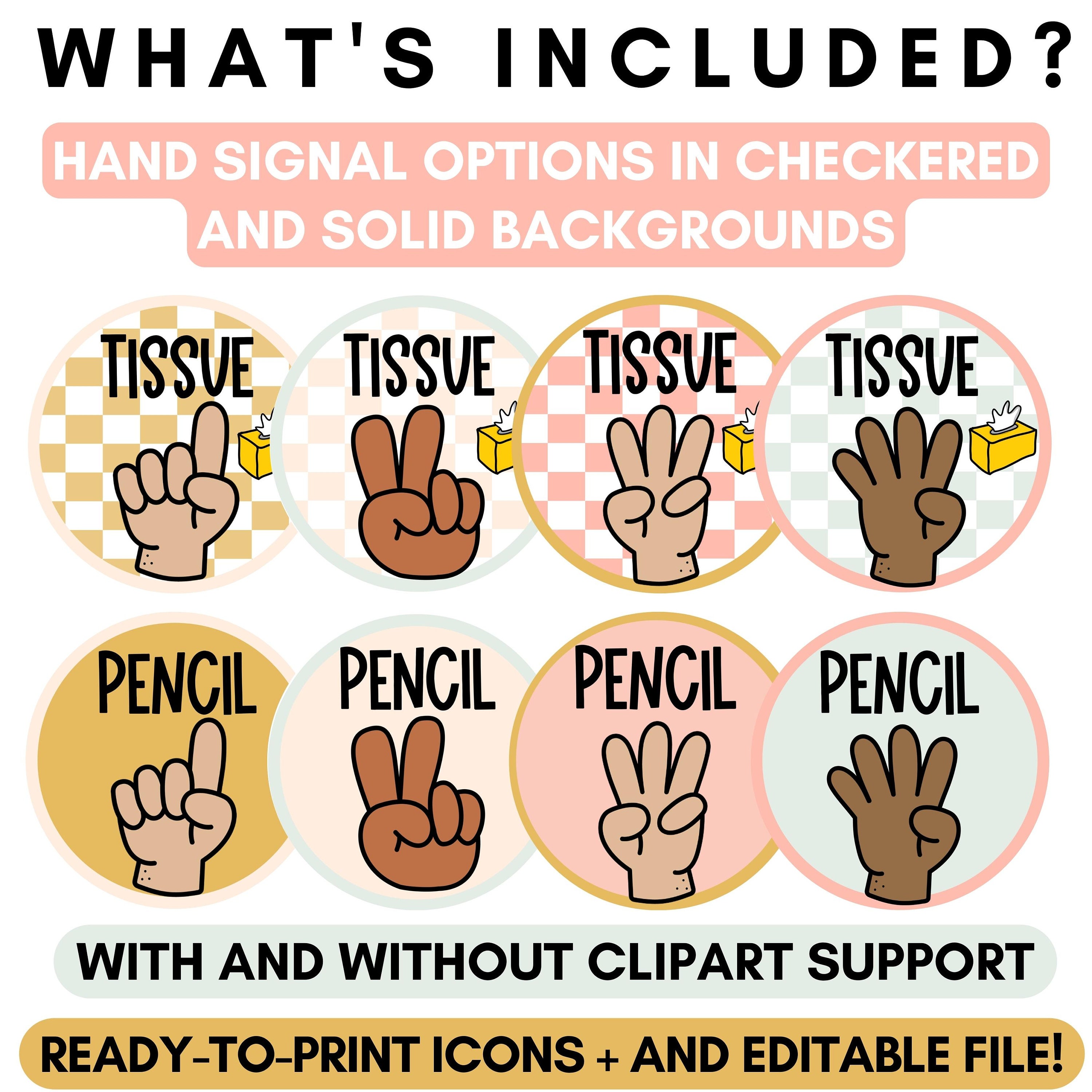 Calm Pastel Classroom Decor | Multicultural Hand Signal Posters ...