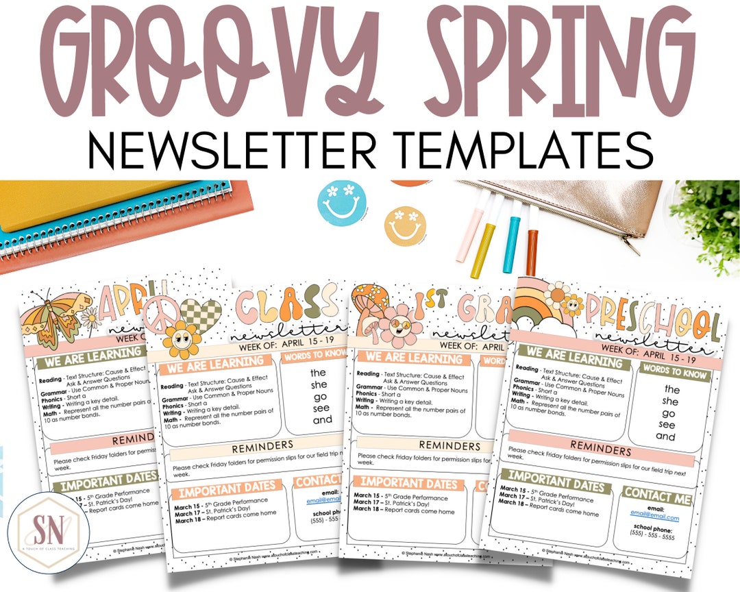 Groovy Spring Newsletters | April Newsletter Templates - Etsy