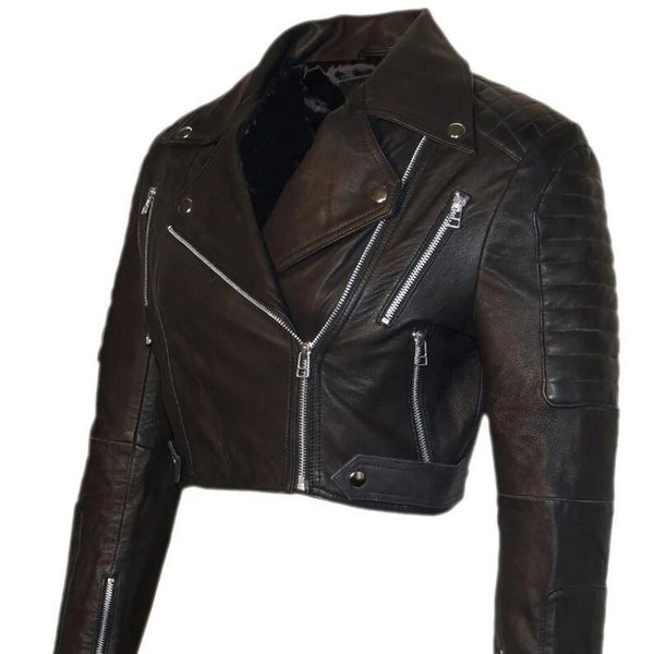 Jacquard Logo Cropped Biker Jacket main image 1
