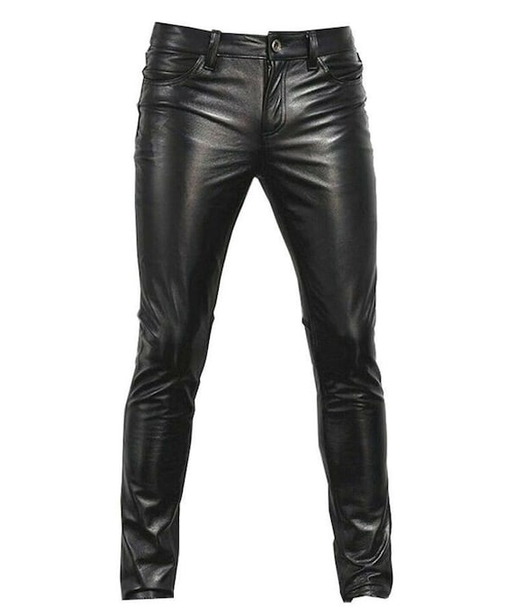 Men's Black 100% Genuine Leather Bikers Pant Real - Etsy Canada