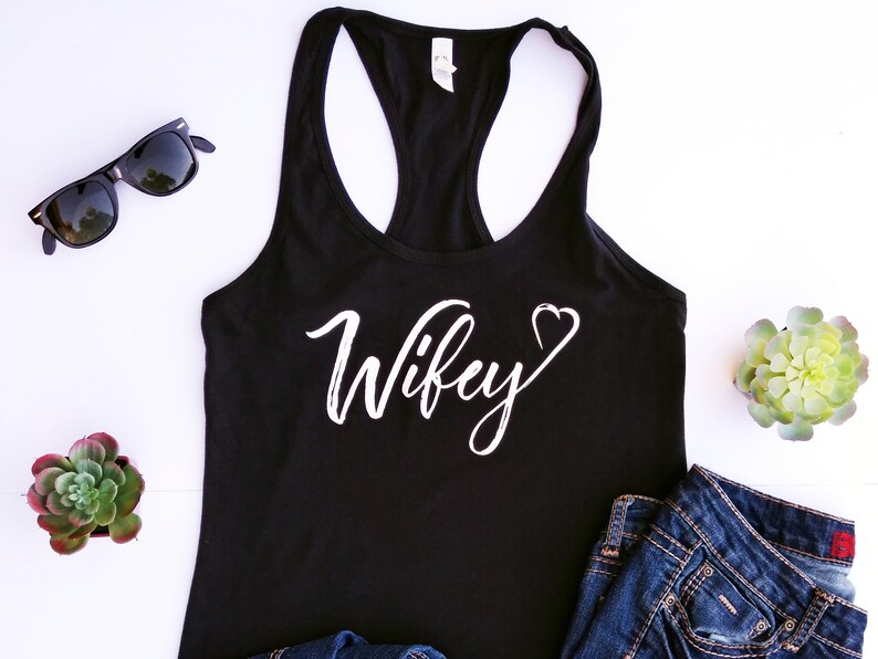 Wifey Shirt Women's Black Racerback Tank Top for Bride or Bachelorette Party image 1