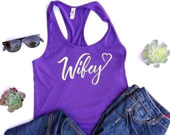 Wifey - Purple Women's Racerback Tank Top for Bride or Bachelorette Party