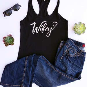 Wifey Shirt Women's Black Racerback Tank Top for Bride or Bachelorette Party image 2