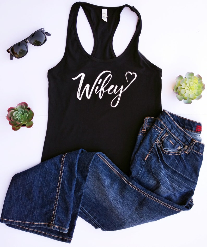 Wifey Shirt Women's Black Racerback Tank Top for Bride or Bachelorette Party image 2