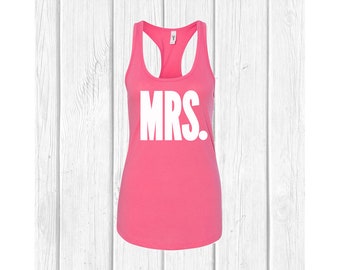 MRS - Hot Pink Women's Racerback Tank Top for Bride or Bachelorette Party