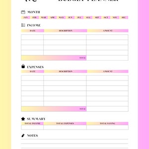 Modern Digital Planner - Editable PDF - Budget Monthly Planner