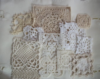 Vintage Mini Lace Doilies, Vintage Square Mini doilies