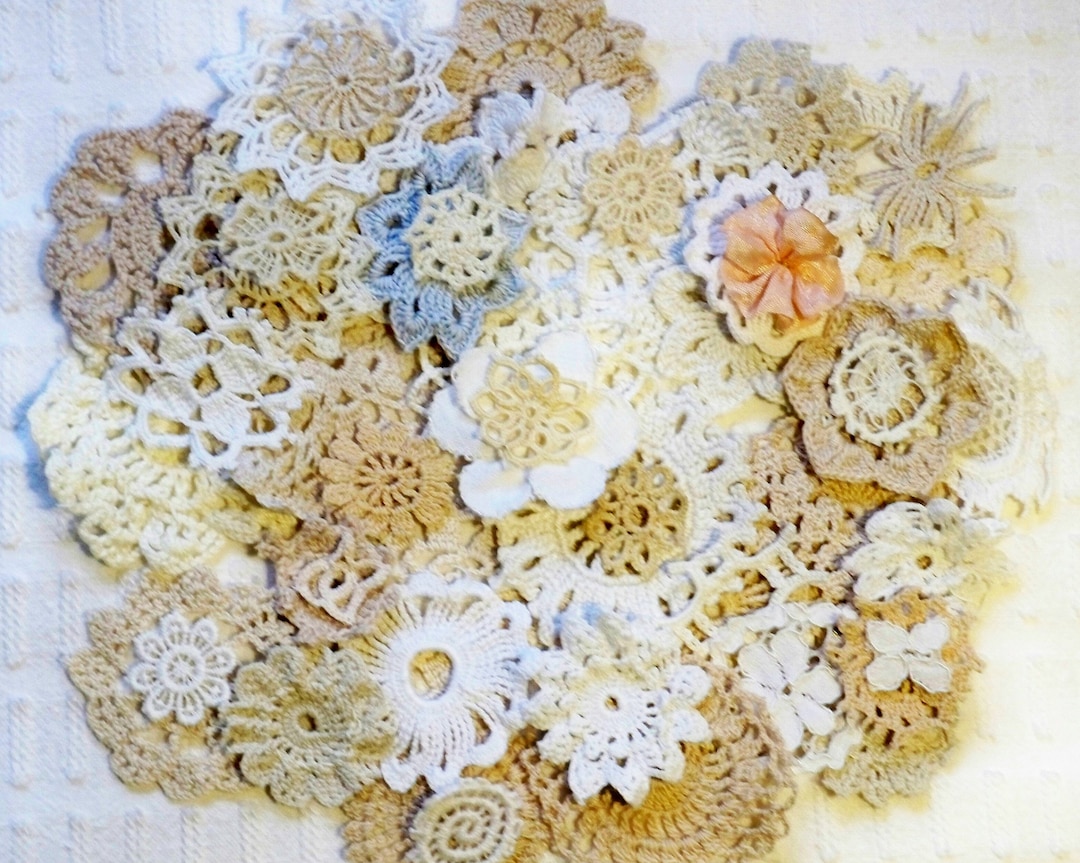 DIY EMBELLISHMENT KIT, 50mini Vntg. Doily Bundle, Clusters, Collage