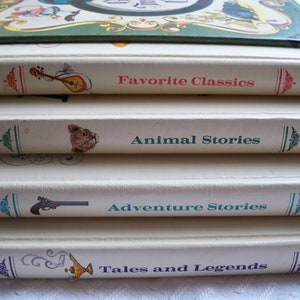 The Golden Treasure Chest, Vintage Child Book Collection of 4 Volumes, c1968, 200+pgs ea, Great shape, Beautiful Illustrations, Vintage Book