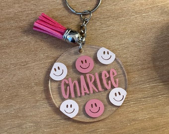 Acrylic Smiley Custom Name/Initial Keychain
