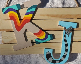 Letters Hand Painted Wooden Personalized Letters Custom Painting Gift for Kids Room Painted Letters