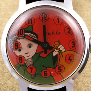 Ruhla bewegliche Augen Mechanische Kinder-Uhr-Set Made in Germany New Old Stock Bild 4