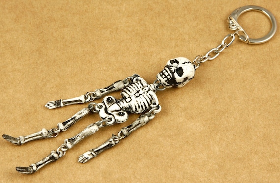 Skeleton Keychain Keyring Made in Greece Vintage 1980s New Old - Etsy