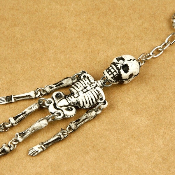 Skeleton Keychain Keyring Made In Greece Vintage 1980s New Old Stock