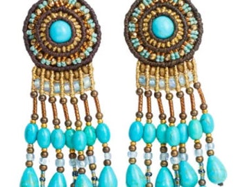 Beaded Macrame Earrings - Handmade Earrings - Boho Jewelry - Boho Earrings - Handmade Gift