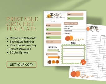 Crochet Market Tracker Printable | Vendor & Craft Fair Planner | 3 Colors + Bonus Prep Log | PDF