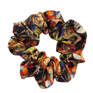 Halloween Horror scrunchie. Popular borrow characters. Perfect to top off a Halloween outfit