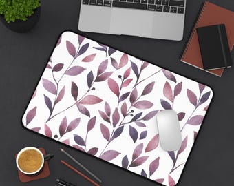 Purple Floral Desk Mat: Neoprene Botanical Mouse Pad