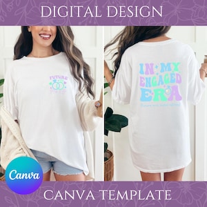 Nel mio design di maglietta personalizzabile "Era fidanzata" - Futura signora [Inserisci nome] - Design di maglietta di fidanzamento pastello estivo