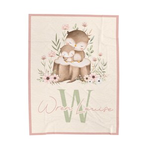 女の子幼児用パーソナライズベルベットプラッシュブランケット、モノグラムベビーブランケット、ふわふわソフトフクロウブランケット、カスタムネームブランケット、子供用ブランケット 画像 2