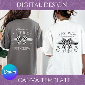Race naar het altaar T-shirts vrijgezellenfeest – Bride & Pit Crew-shirts voor bruidsfeest – digitaal ontwerp racebaanthema
