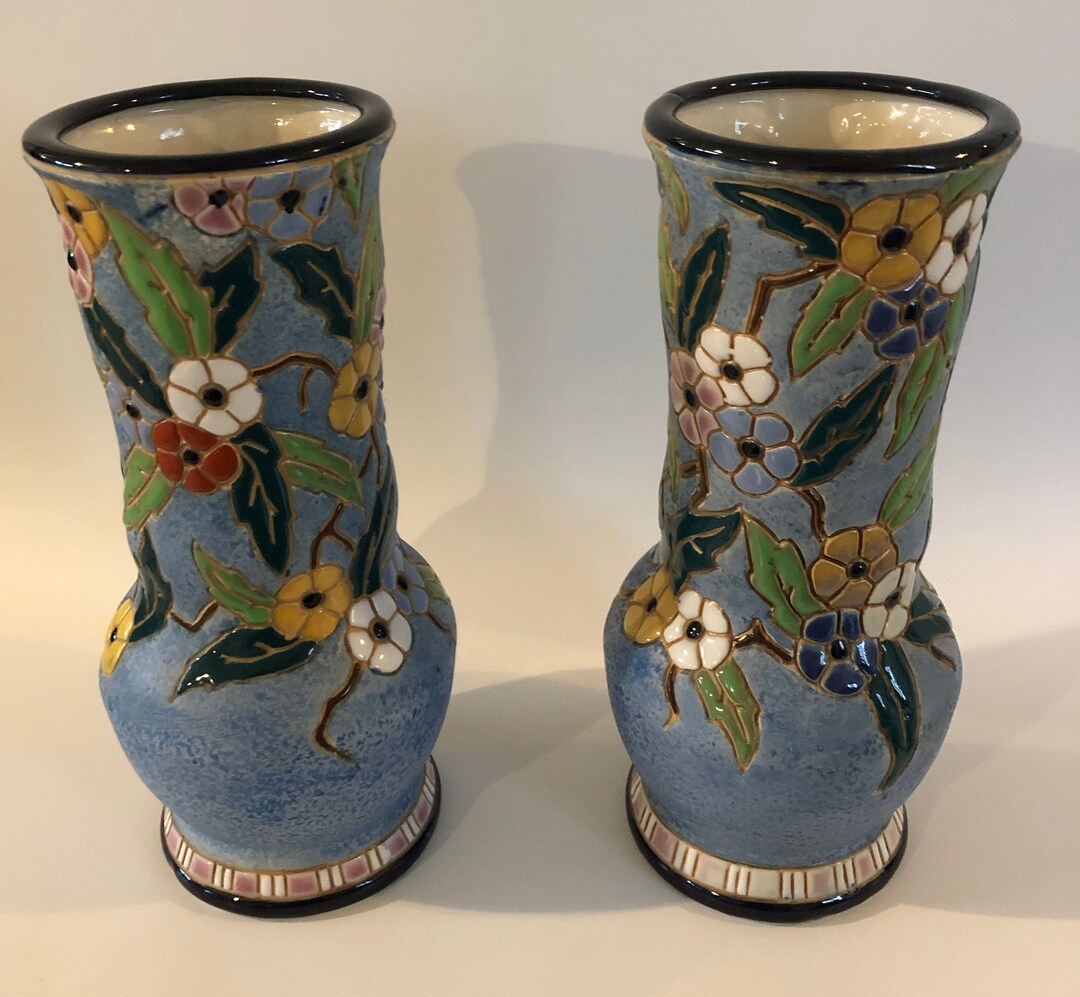 Art Nouveau Amphora Czechoslovakia Vases Etsy