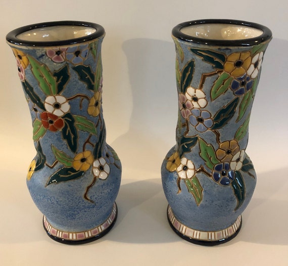 Art Nouveau Amphora Czechoslovakia Vases Etsy