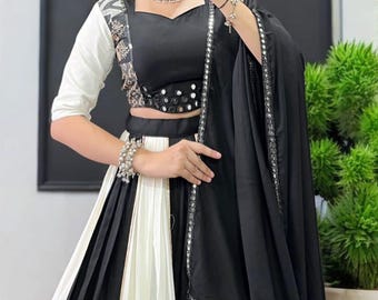 Rayon Lehenga Choli: Mirror & Gota Patti Work, Festive Indian Outfit