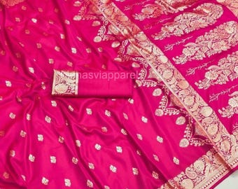 Banarasi Silk Saree, Zari Weaving, Wedding Festive Wear