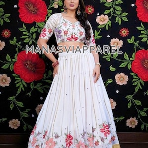 Indian Wedding Special Heavy White Georgette Lehenga Choli Set For Woman,Garba Chaniya Choli,Embroidered Lehenga Choli Set,Psrty Wear