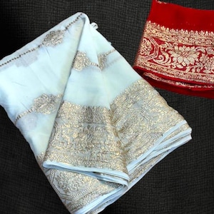 Elegent Georgette Saree,Traditional Indian Wear Saree,Wedding Saree,Floral Print Saree