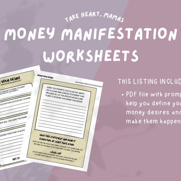 Money Manifestation Worksheets T&GR-Style | Manifest Your Money Desires Digital Printable PDF