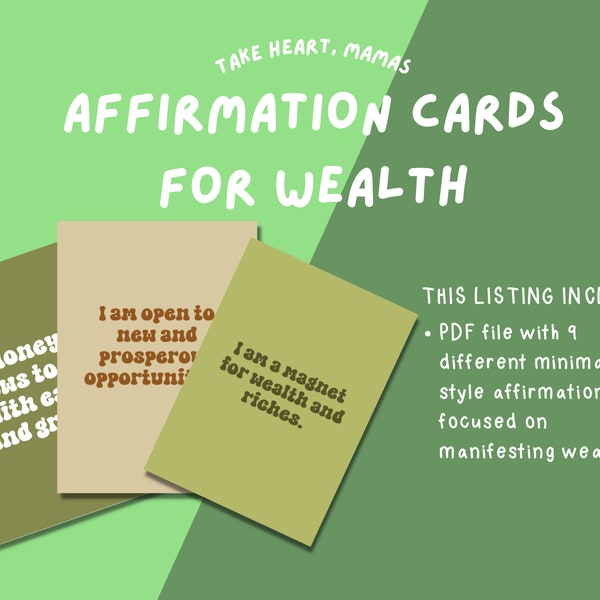Printable Wealth Affirmation Cards | Minimalist Style Law of Attraction Affirmations