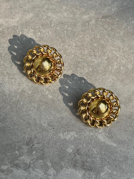 chanel gold and black earrings vintage