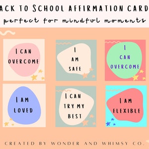 Cartes d'affirmation de retour à l'école