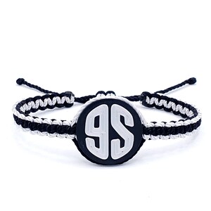 9S black and silver adjustable name bracelet
