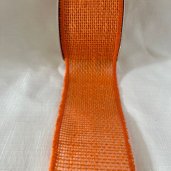 2.5” Fall Autumn Orange Burlap Wired Ribbon 5 yds