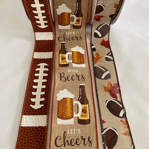 Cheers Football Fans Sports Bundle Set of 3 Wired Ribbons 5 yds each