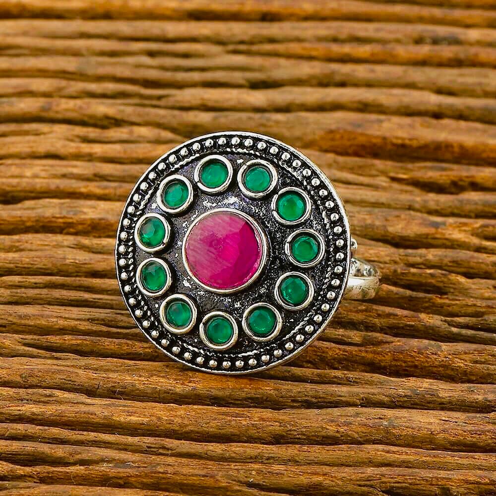 Cocktail Statement Finger Rings Adjustable Oxidized Brass Etsy